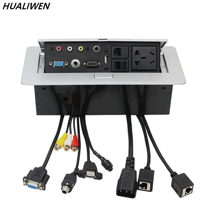 JSJ пружинный Тип настольная розетка из цинкового сплава многофункциональный VGA