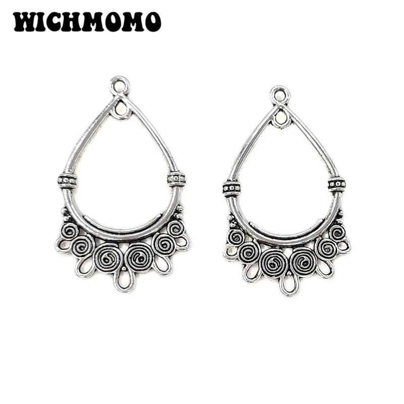 

New 6pieces/bag 37*23mm Zinc Alloy Water Drop Connector Charms Linker for DIY Earrings Necklace Jewelry Accessories