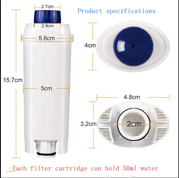 

3 Packs Coffee Machine Water Filter for Delonghi DLSC002 Replacement Filter Cartridge with Activated Carbon