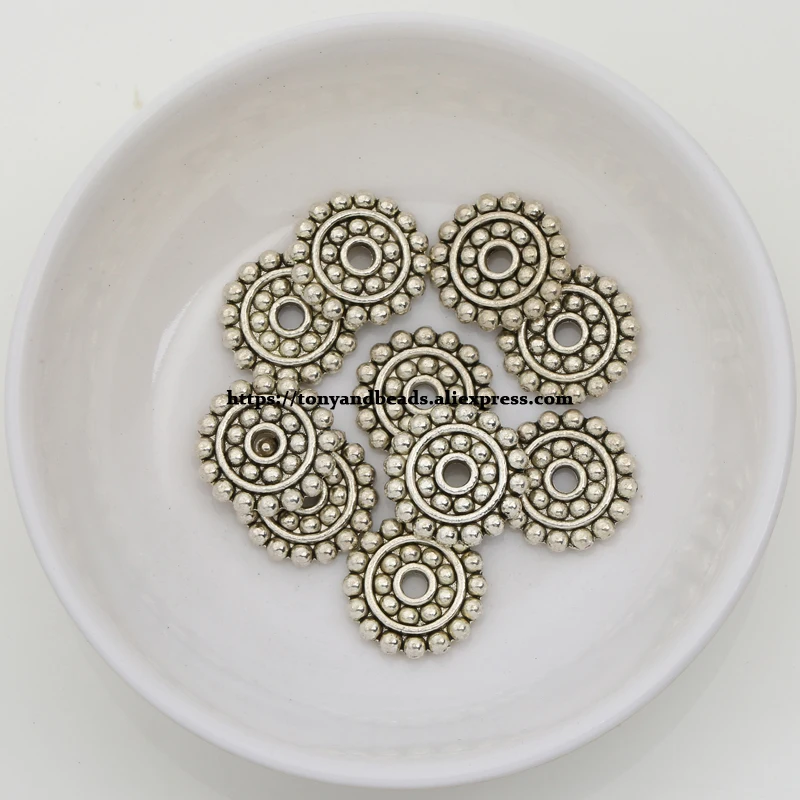 

(50Pcs / Lot !) Zinc Alloy Tibetan Silver European Charm Connector Crimp End Beads Size 13.8mm HA-5275B