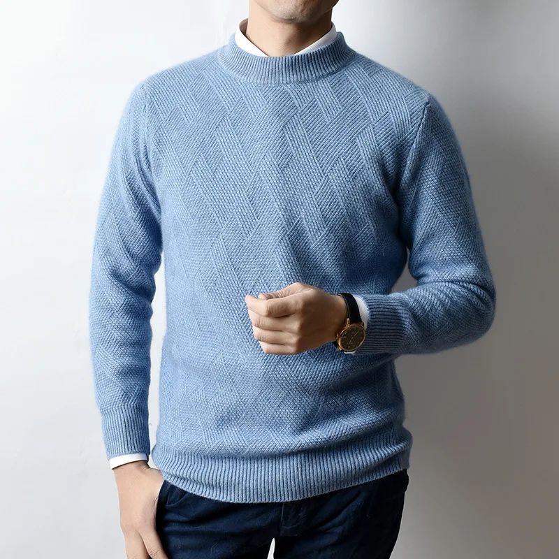 

Мужской кашемировый свитер, с круглым вырезом, утепленный, свободный, Осень-зима