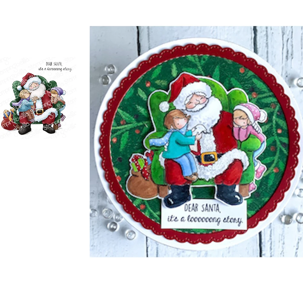 

Santa's stamp Metal Cutting Dies And Clear Stamps Cut Die Mold Blade Knife Punch Scrapbook Paper Craft 2021 New
