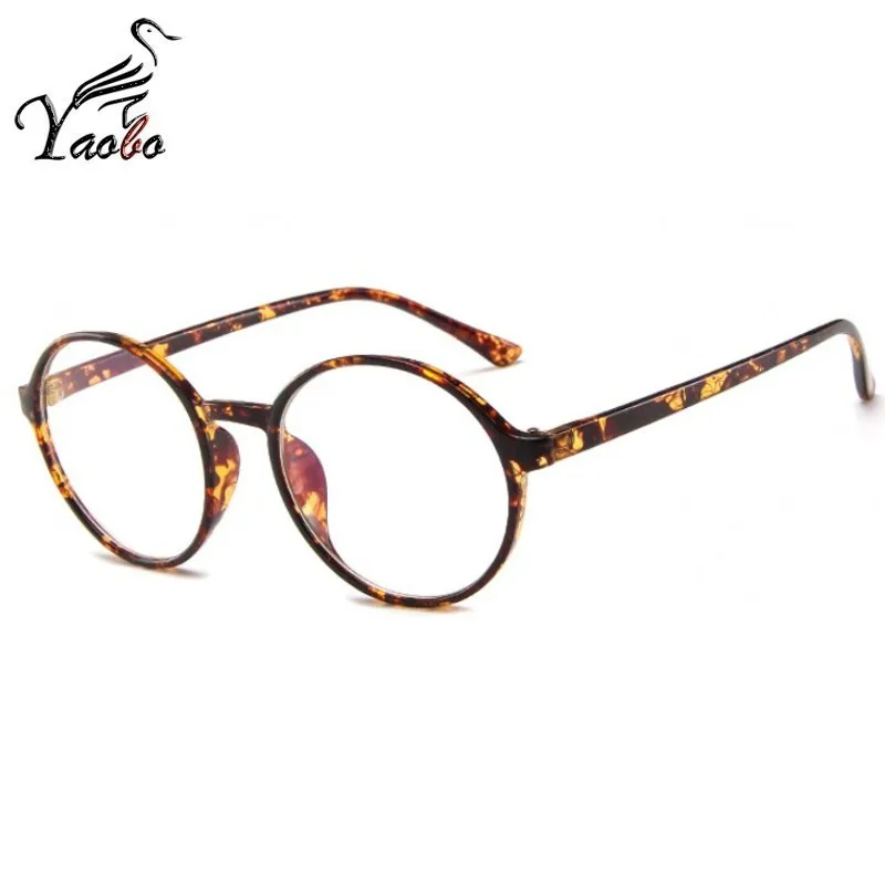 leopard Круглые Женские очки, известный бренд, прозрачные компьютерные очки, оправа, черные очки, женские очки, ботаник, близорукость, прозрачные очки - Цвет оправы: leopard