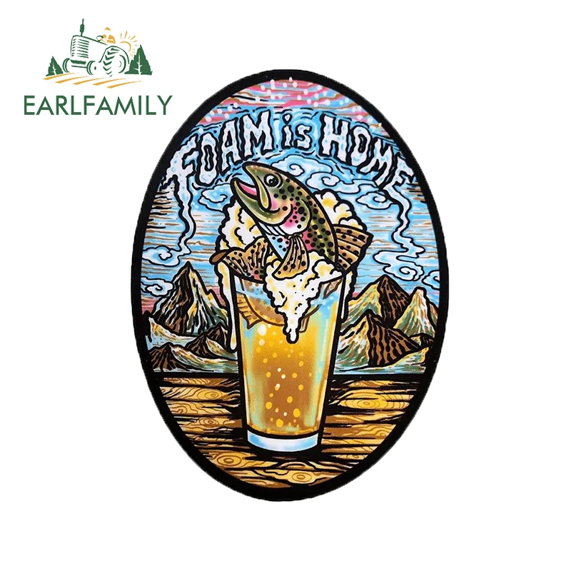 

EARLFAMILY 13cm x 9.6cm For Foam is Home Fly Fishing Guide Trout Car Stickers Personality Anime Decals Waterproof Decoration