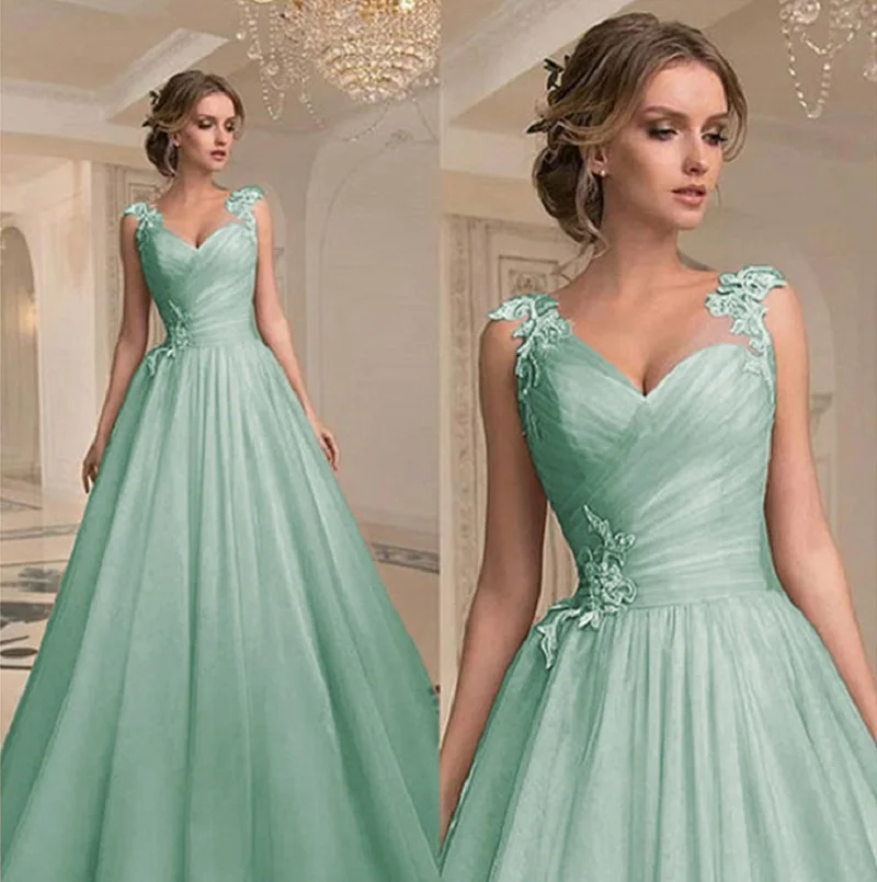 

High Quality Prom Dresses V-neck Fashion Mesh Custom Long Bridesmaid Dresses Wedding For Women