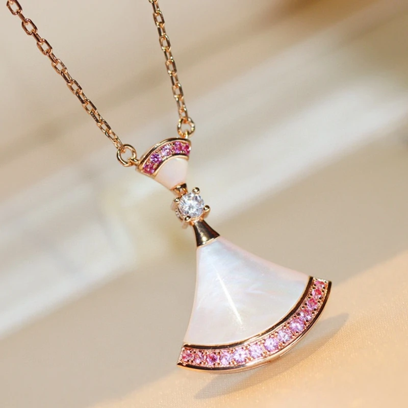 

Skirt Necklace 925 Sterling Silver Necklace female Inlaid diamond Red agate necklace Ghost Necklace human skeleton