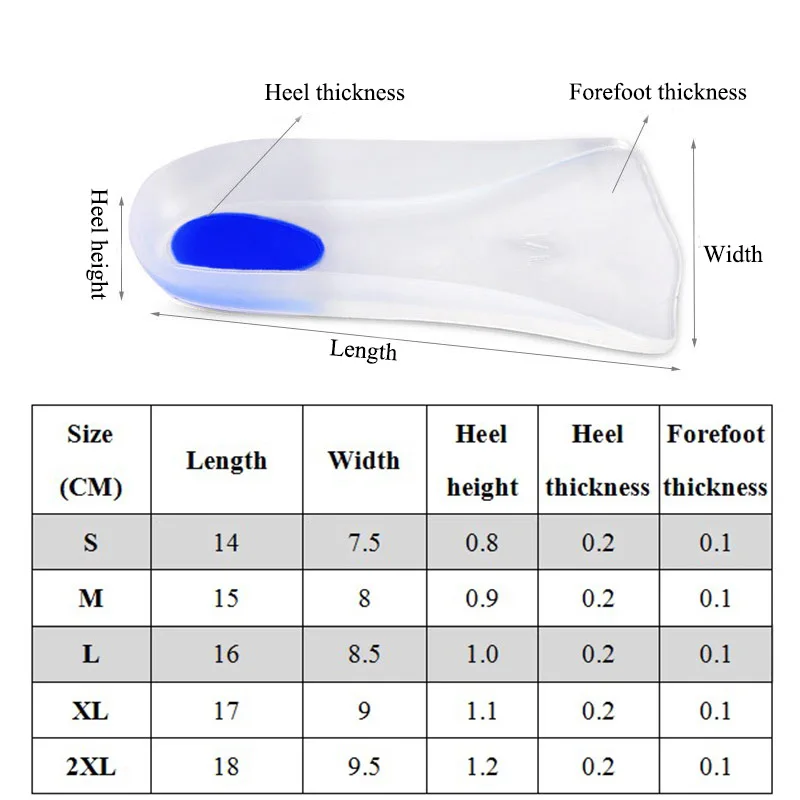 

Silicone Gel Insoles Heel Cushion For Feet Soles Relieve Foot Pain Protectors Support Shoe Pad Feet Care Inserts Seven-point Pad