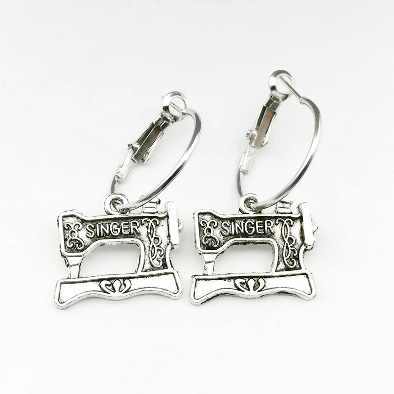 Мини швейная машина рулетка кулон ножницы Серьги мужчины женщины ювелирные