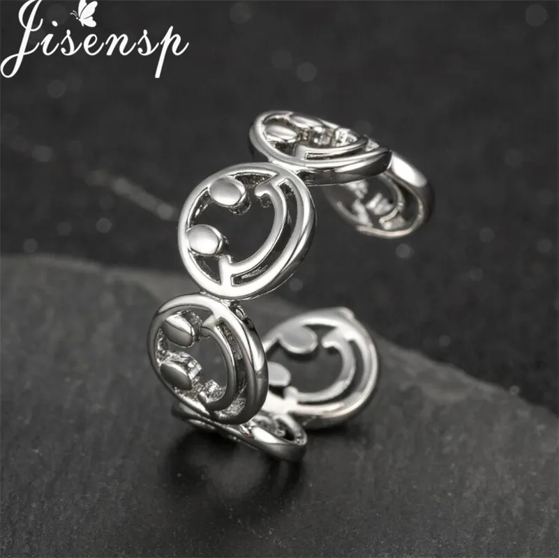 Jisensp модное кольцо со смайликом Корейский темперамент круг геометрический