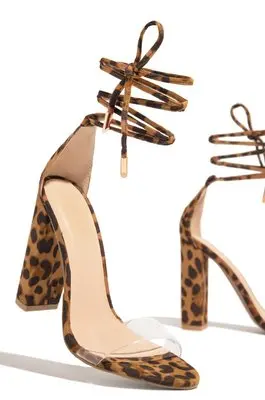 

2021 summer new style buckle leopard print thick heel high heel sandals women