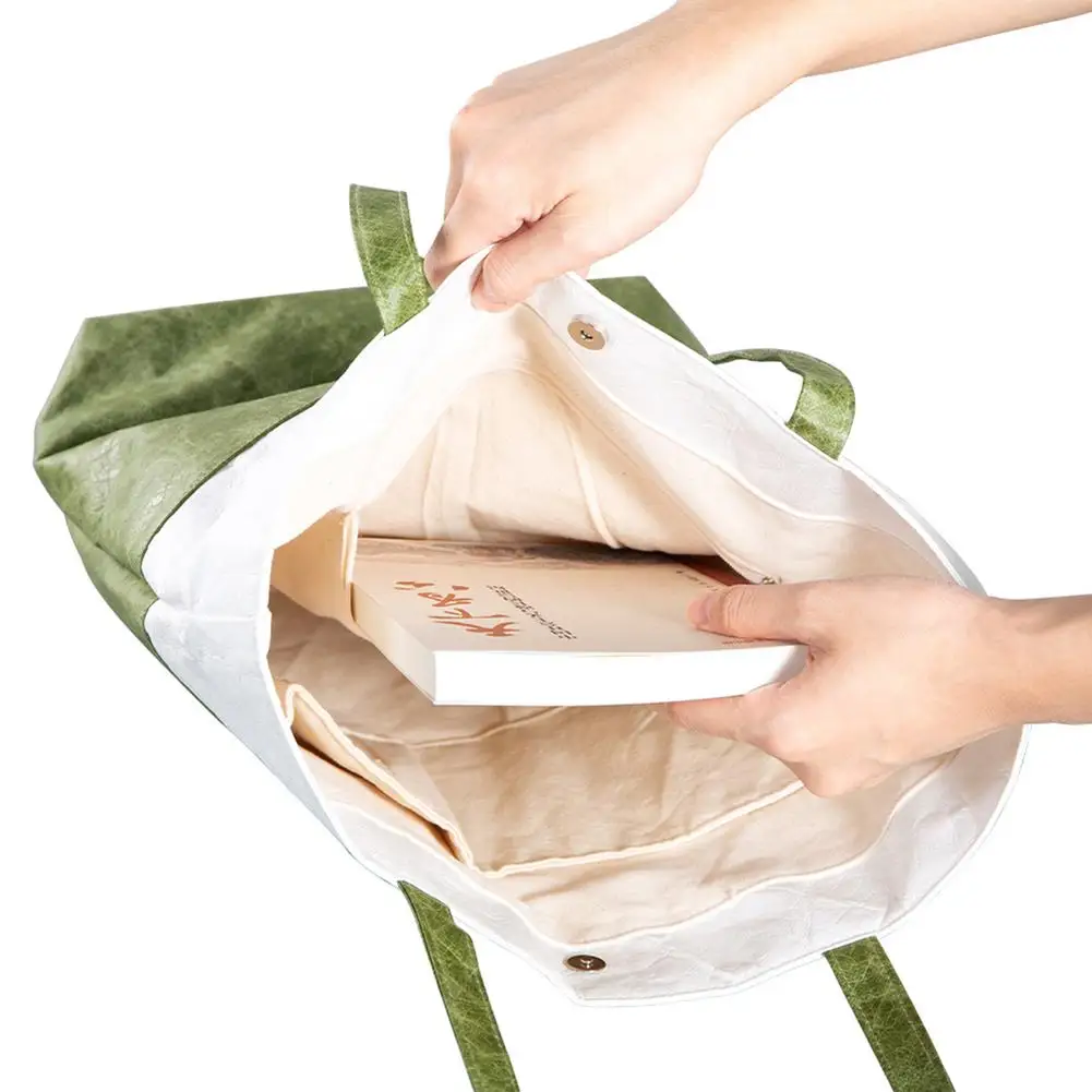 

High Capacity Portable Shopping Bag Durable Lightweight Eco Waterproof Paper Pouch Foldable Shoulder Bag For Women