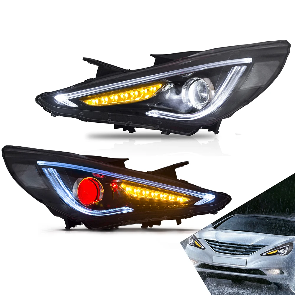 

Headlamp Assembly for Hyundai Sonata 2011-2014 Head Light with Moving Turn Signal Dual Beam Lens Demon Eyes Car Accessories