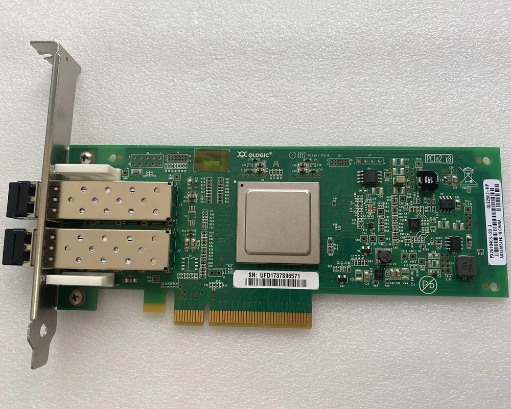 

Pulled AJ764A AJ764-63002 489191-001 QLogic QLE2562 PCIe 8GB FC HBA 584777-001 2x SFP