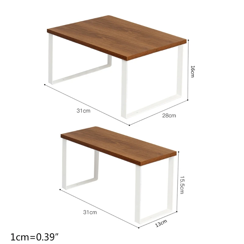 

Wrought Iron+Wood Desktop Shelf Rack Bathroom Multi-Functional Finishing Rack Kitchen Spice Organizer Closet Storage
