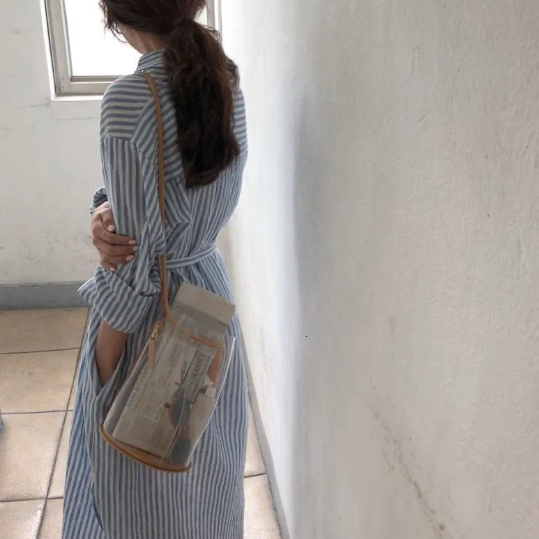 SHENGPALAE весеннее Полосатое синее 2020 Новое корейское модное свободное повседневное