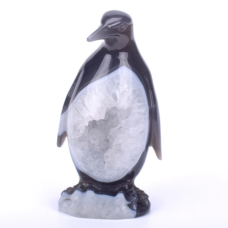 6 &quotнатуральный жеод агат Пингвин украшение полудрагоценные камни скульптура и