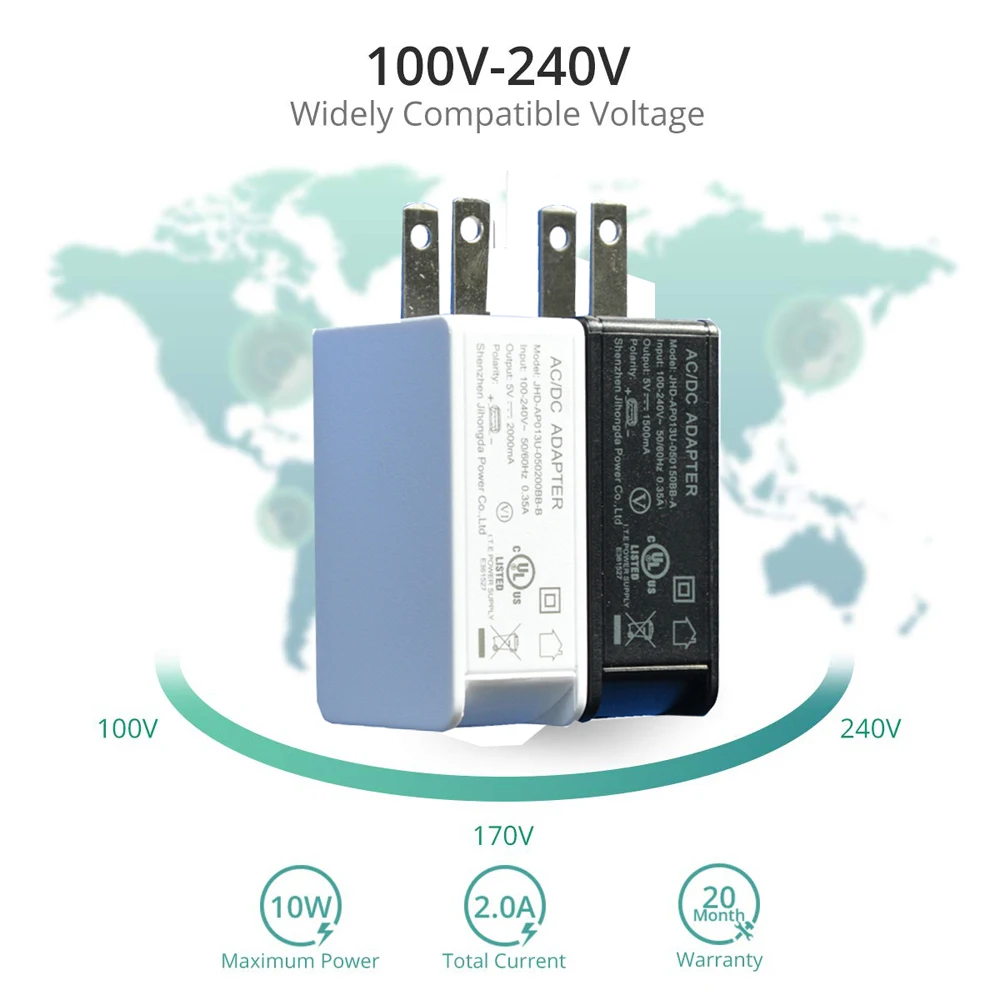 VIPATEY USB зарядное устройство 5V 2A Быстрая Зарядка адаптер штепсельной вилки США