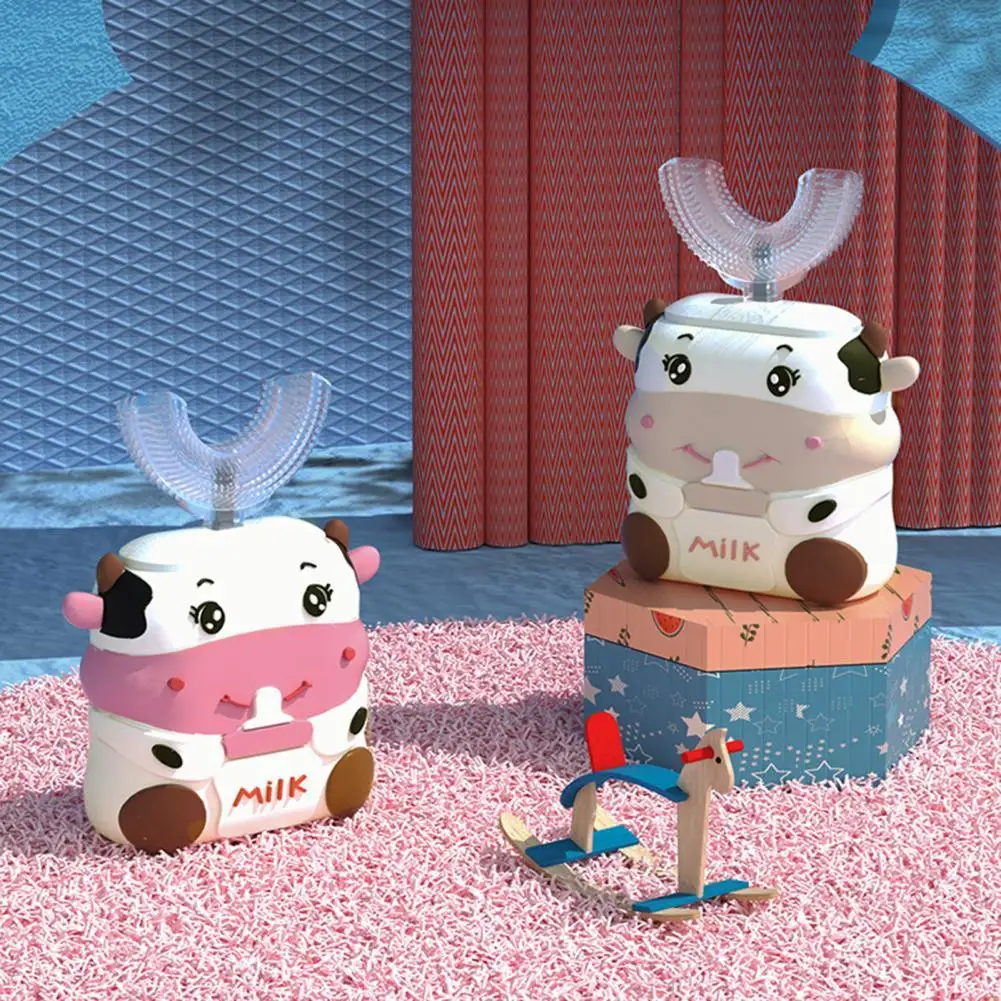 

Детская электрическая зубная щетка с 60-секундным таймером, Индуктивная зарядка, средство для чистки 360 градусов, ультразвуковая U-образная з...