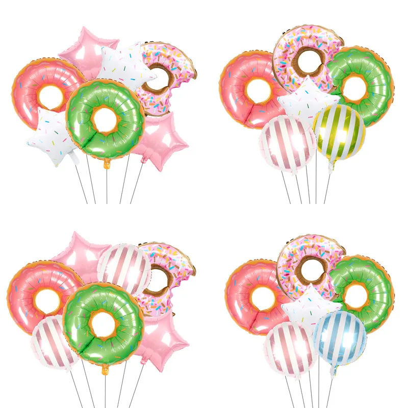 

Набор фольгированных воздушных шаров в виде пончиков для девочек, розовые, зеленые, синие, для милых девушек, детские украшения