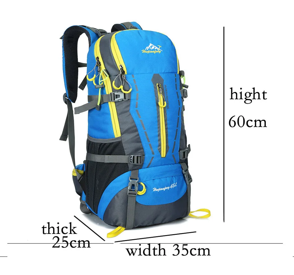 45L Men Women Climbing Travel Riding Sport Bag Water Resistant Rucksack Outdoor Camping Hiking Backpack Military Tactical Bags