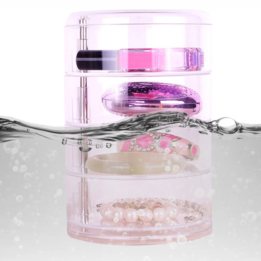 

4 Layers Jewelry Storage Box 360 Degrees Rotary Holder Jewelry Organizer Earrings Rubber Band Bracelet Storage Box