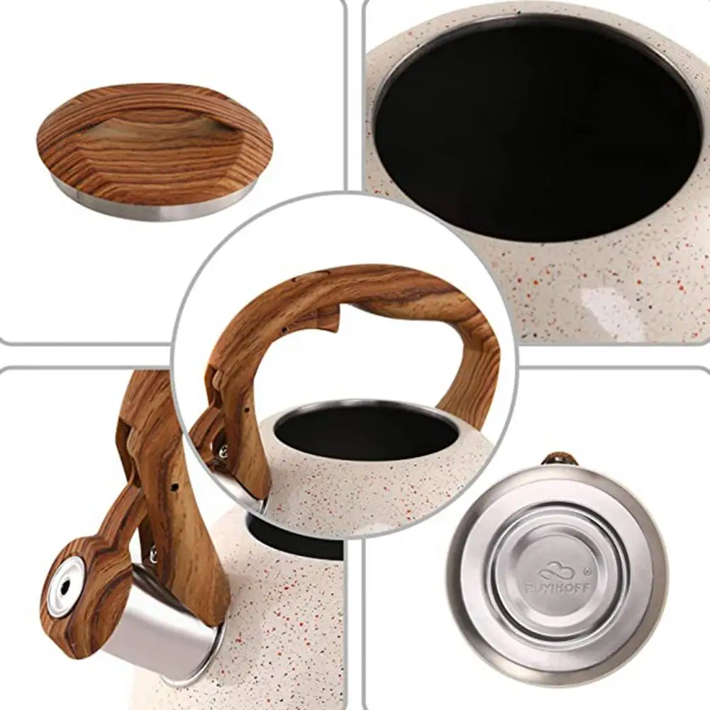

HOT Stainless Steel Whistling Kettle Wood Handle Tea Pot Boiling Water Drinkware Whistling Kettle Wood Handle Tea Pot Boiling