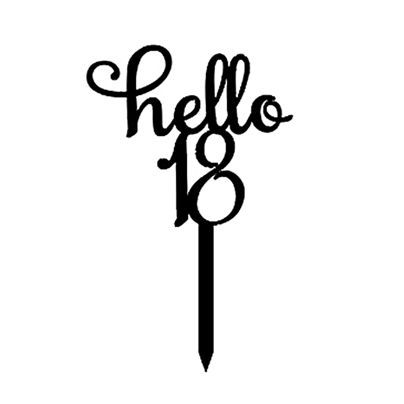 Новый черный Hello 16 18 21 30 40 ручной работы Топпер для торта С Днем Рождения юбилея