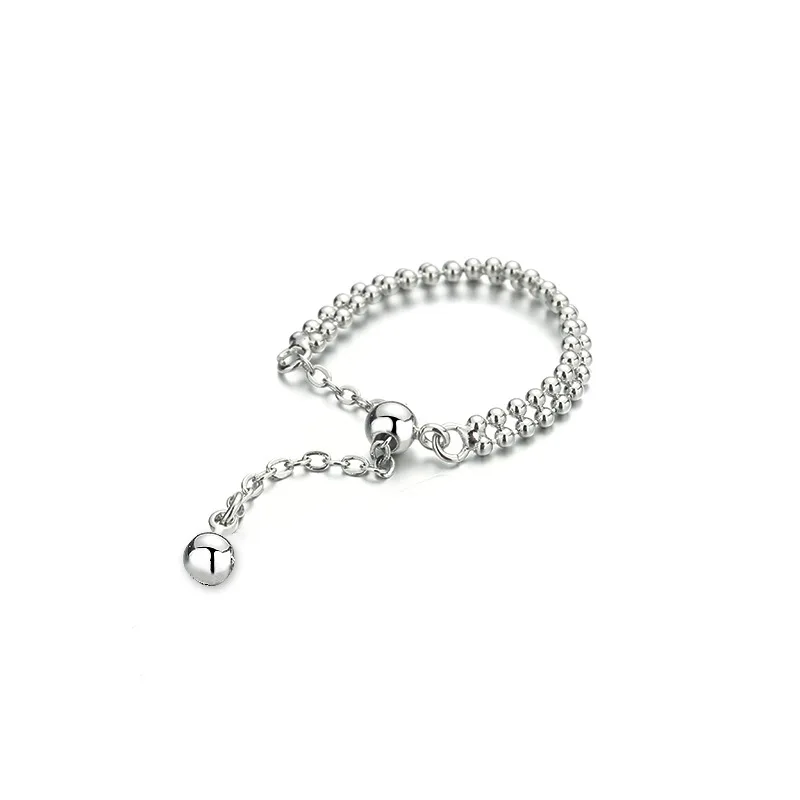 

Korean Adjustable Chain Double-layer Ring for Women Silver Star Tassel Finger Rings Pendant Female Jewelry Gift