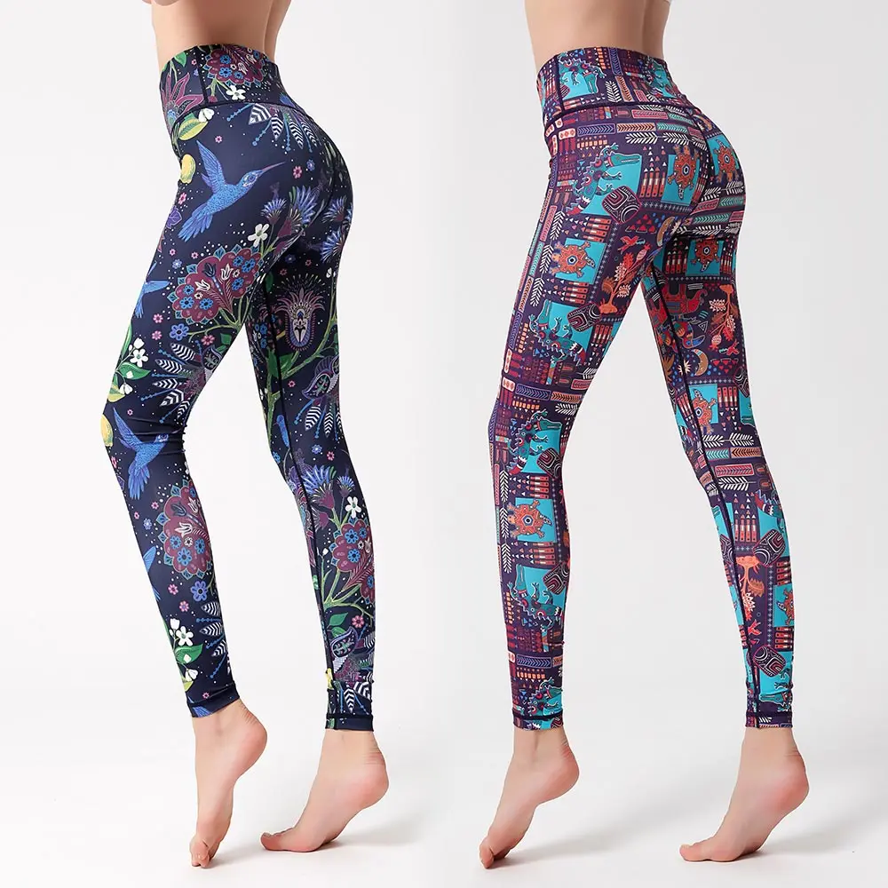 

Новые леггинсы с красочным принтом, леггинсы с высокой талией, женские штаны для йоги, одежда для бега, фитнеса, тренировок, эластичные штаны...