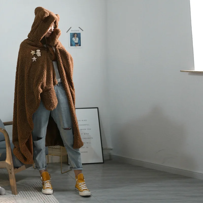 

Winter Thick Comfy TV Blanket Sweatshirt Solid Warm Hooded Blanket Adults and Children Fleece Weighted Blankets for Beds Travel