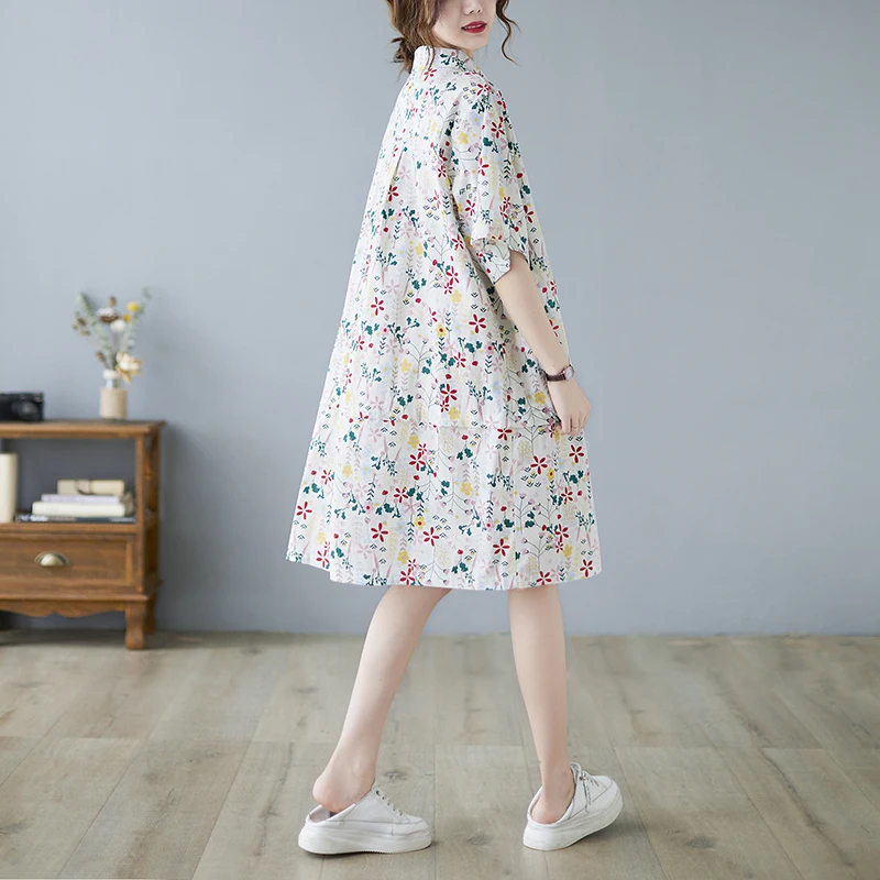 

Casual Female Shirt Floral Print Tops Oversized Womens Long Blouses Loose Blusas Street Style Fashion Women Shirt Dress