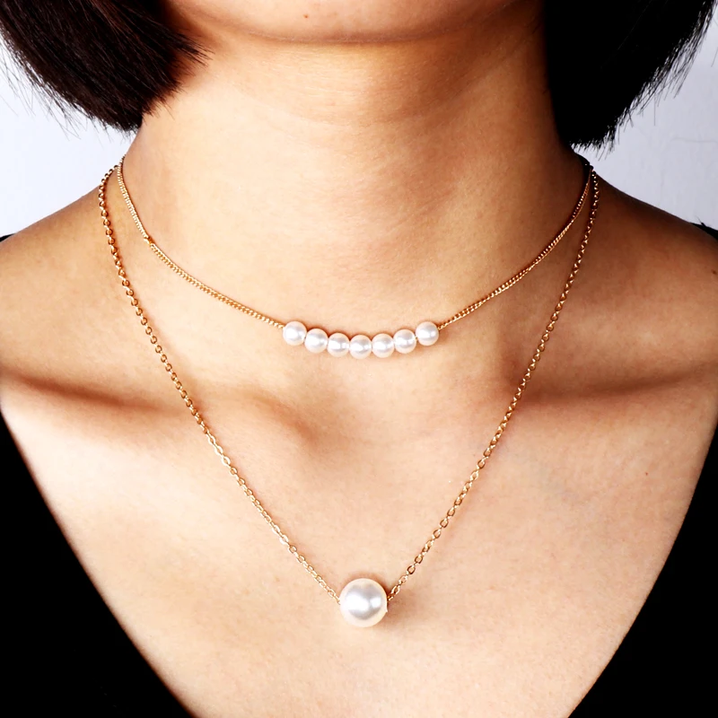 Женское Двухслойное колье с подвесками в виде шариков|Колье| |