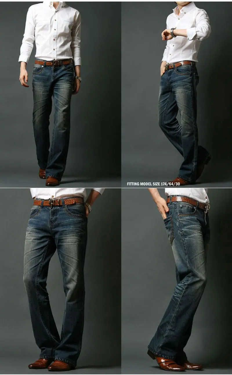 ZYYong Men's Jeans Traditional Boot Cut Legged Jeans Classic Casual Denim Flare Retro Blue Jeans Men's Pants Size 28-38