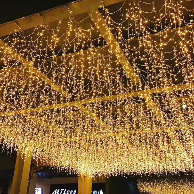 

Street Garland Christmas Lights Waterfall Outdoor Decoration 4M - 20M Droop 0.6m Led Curtain String Lights Christmas Decoration