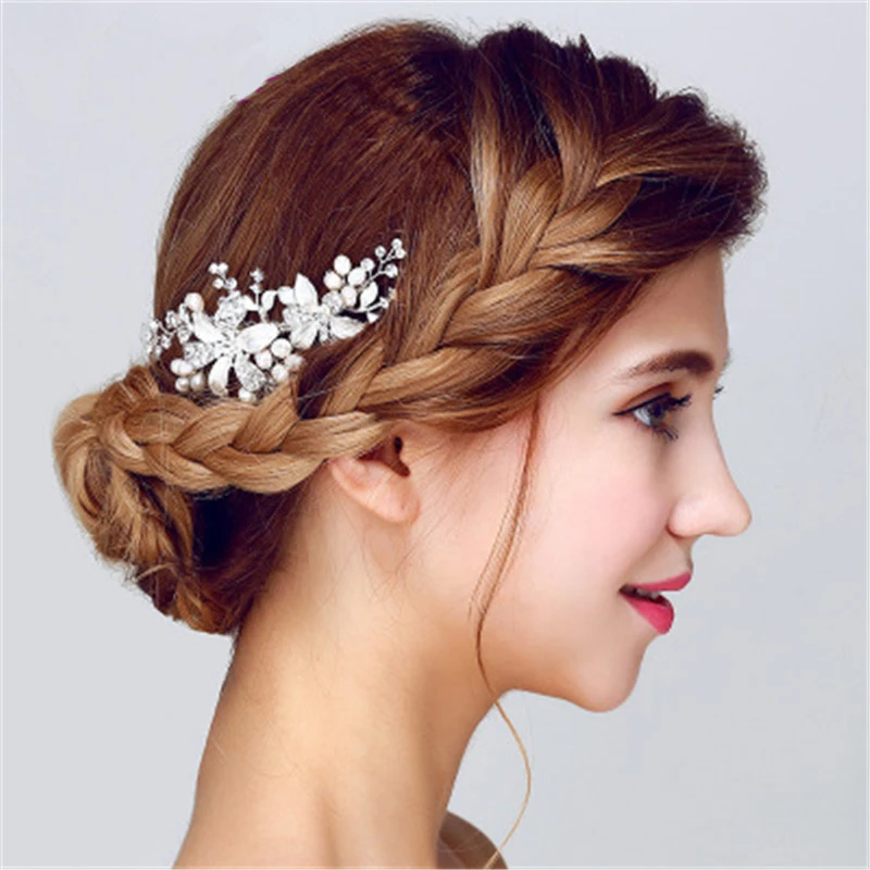 Очаровательная свадебная лента для волос невесты Цветочная шпилька жемчужные