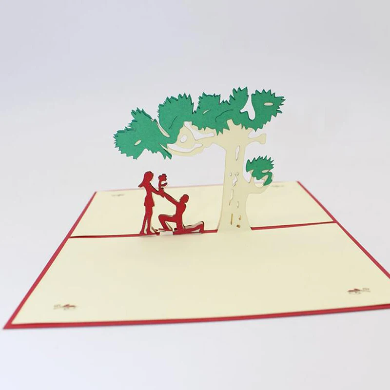 3D всплывающие карты Цветы День Рождения открытка юбилейные подарки дерево