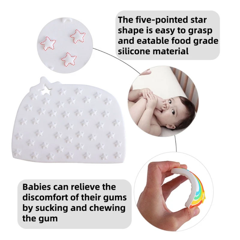 

2 Pcs Baby Pacifier Chain Cartoon Rainbow Teether Set Nipple Clip Holder Soother A2UB