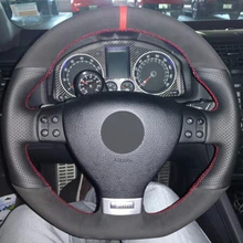 Black Suede DIY Car Steering Wheel Cover for Volkswagen Golf 5 Mk5 GTI VW Golf 5 R32 Passat R GT 2005