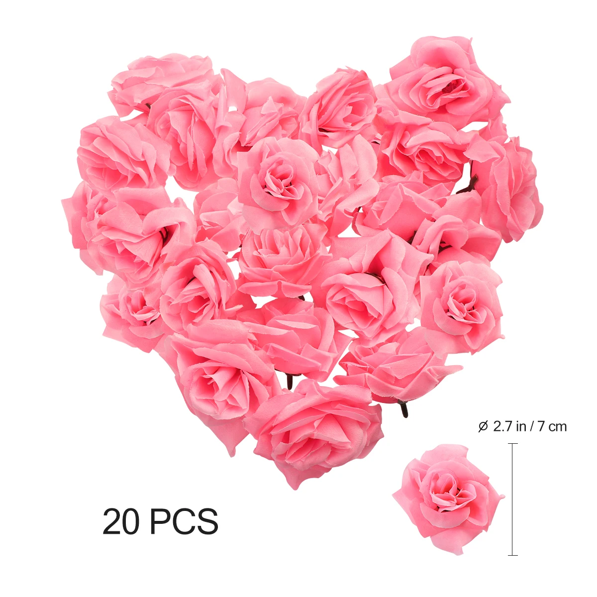 20 шт. шелк с изогнутыми полями 7 см цветок розы голова искусственный для украшения