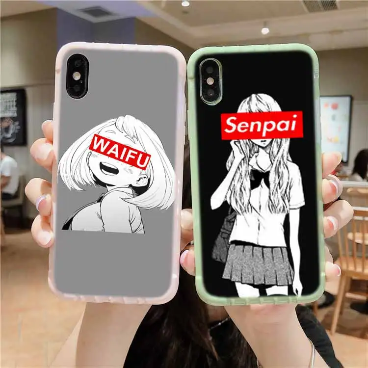 Сумка на колесах Sugoi Senpai Anime waifu и чехол для умных телефонов Texture для IPhone 11 Pro Max X XR XS MAX 8 7 6S Plus Baseus SE 2020.