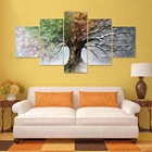 Модульный плакат на холсте с HD-печатью, 5 шт., четырехсезонное дерево, картина, украшение для дома, фоторамка