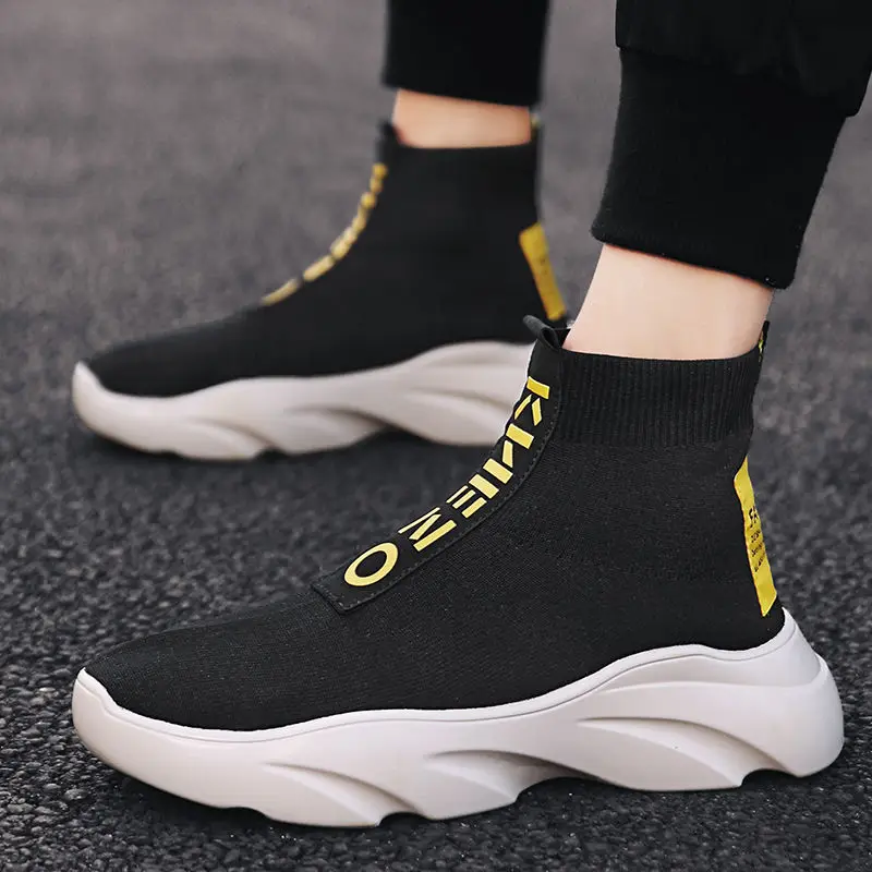 2020 new elastic socks shoes high top men's hip hop tide casual sports Korean fashion socks shoes