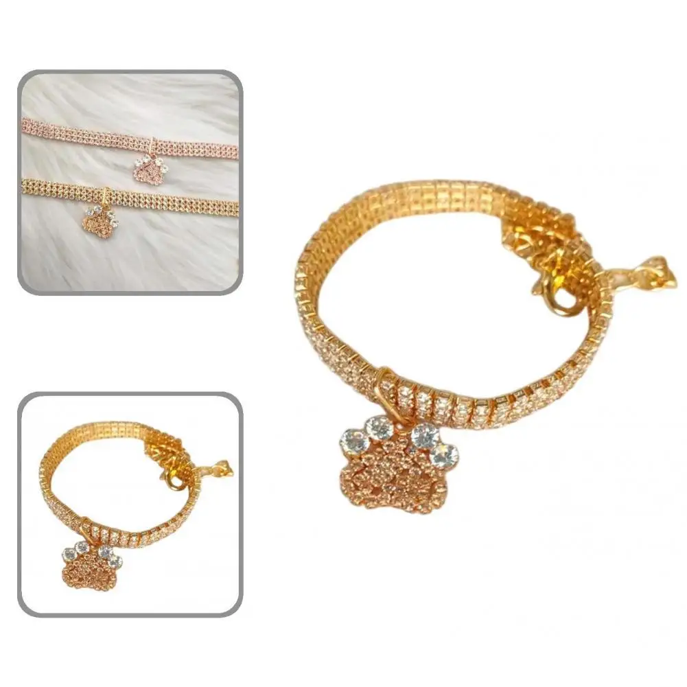 

Beautiful Pet Collar Firm Buckle Mild to Skin Dogs Cats Rhinestone Decor Collar Pet Dog Collar Pet Necklace