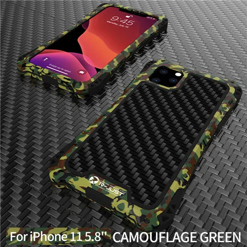 Camouflage Green AMIRA Водонепроницаемый противоударный чехол для телефона для Iphone 11 11 Pro Iphone 11 Pro MAX чехол из углеродного волокна для тяжелых условий эксплуатации прочный Чехол-гибрид - Цвет: Camouflage Green