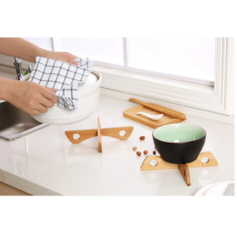 Абсолютно Новый бамбуковый термостойкий держатель ковриков со съемной кухонной