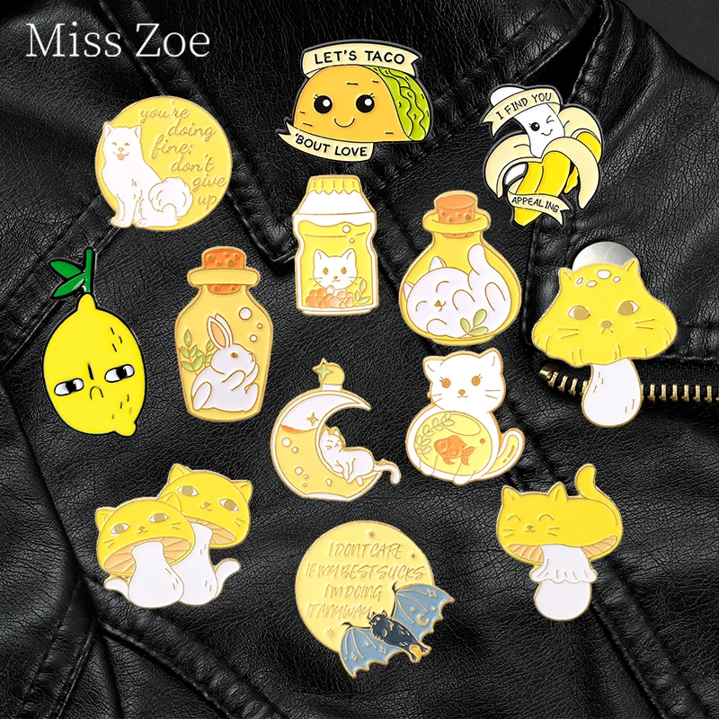 Эмалированные заколки в виде фруктов молока Мультяшные броши лимона банана