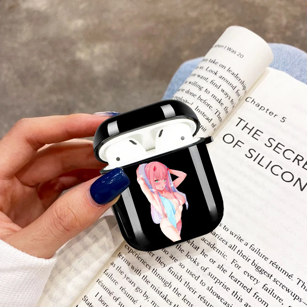 

Hot Darling in the FranXX Sexy Zero Two Anime Black Airpod Case for Apple Airpods 1 2 Cover Wireless Bluetooth Earphone Coque