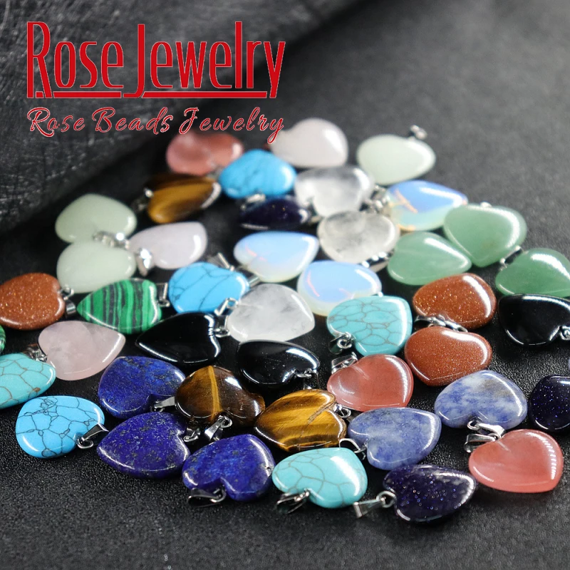 wholesale Natural Love Heart Necklaces &amp Pendants for Lover Gem Stone Pink Quartz White Crystal Healing Necklace Charm Jewelry |