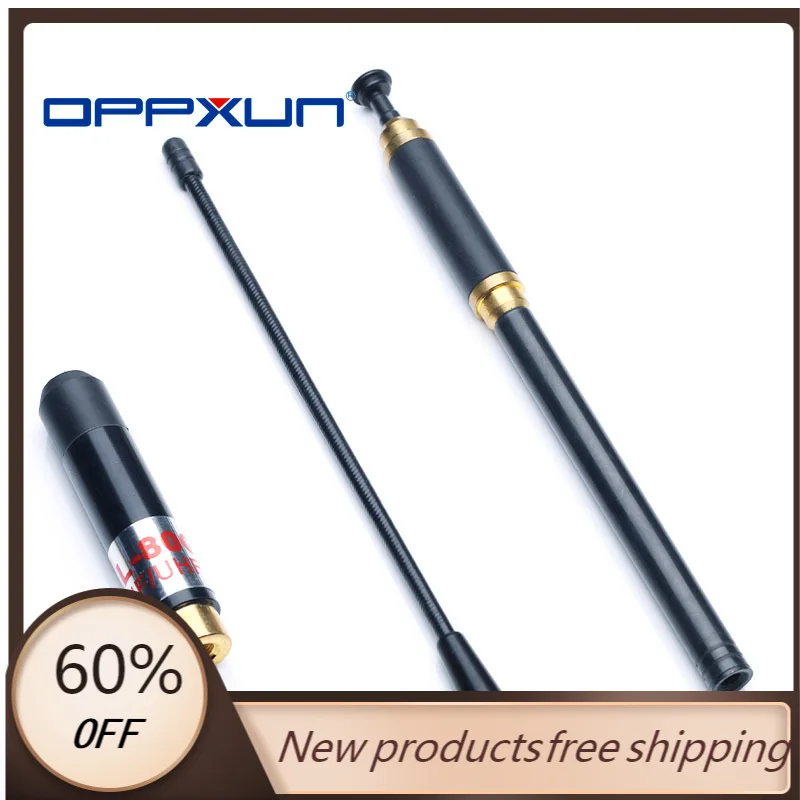 

Oppxun Black AL-800 144/430MHz SMA-F/SMA-M/BNC High Gain Super Quality Telescopic Antenna for HYT Baofeng Uv-5r