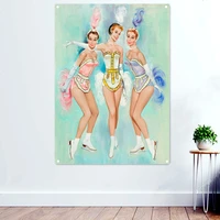 half naked beauty portrait banner hanging on the wall vintage pin up art posters canvas paintings flag mural home decoration c3